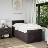 vidaXL Boxspring met matras stof donkerbruin 90x200 cm