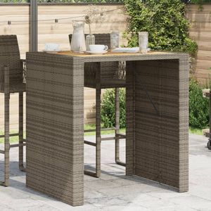 vidaXL Tuinbartafel acaciahouten blad 105x80x110 cm poly rattan grijs