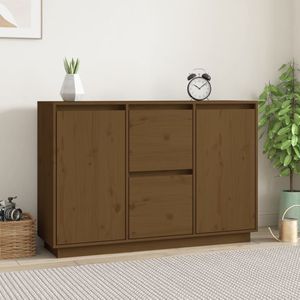 VidaXL Dressoir 111x34x75 cm Massief Grenenhout Honingbruin