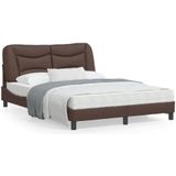 vidaXL Bedframe met hoofdbord kunstleer bruin 140x190 cm