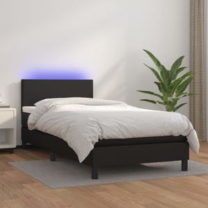 VidaXL Boxspring met Matras en LED Kunstleer Zwart 80x200 cm