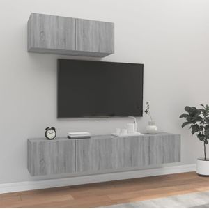 VidaXL 3-delige TV-meubelset Bewerkt Hout Grijs Sonoma Eikenkleurig