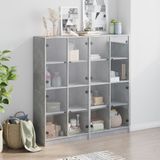 vidaXL Boekenkast met deuren 136x37x142 cm bewerkt hout betongrijs