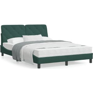 vidaXL Bed met matras fluweel donkergroen 140x200 cm