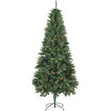 vidaXL Kunstkerstboom met verlichting kerstballen dennenappels 210 cm