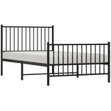 vidaXL-Bedframe-met-hoofd--en-voeteneinde-metaal-zwart-100x190-cm