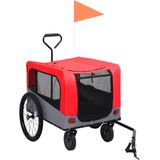 vidaXL Fietstrailer en hondenwagen 2-in-1 rood en grijs