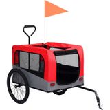 vidaXL Fietstrailer en hondenwagen 2-in-1 rood en grijs