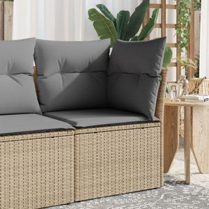 vidaXL Tuinbank zonder armleuning met kussens poly rattan beige