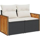 vidaXL 13-delige Loungeset met kussens poly rattan zwart