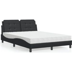 vidaXL Bed met matras kunstleer zwart 140x200 cm