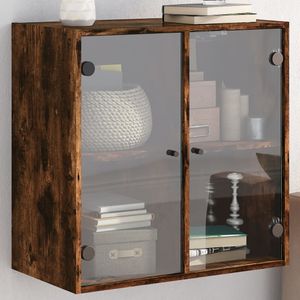 vidaXL Wandkast met glazen deuren 68x37x68,5 cm gerookt eikenkleurig