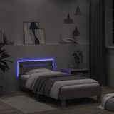 vidaXL Bedframe met hoofdbord en LED grijs sonoma eiken 100x200 cm