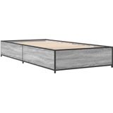 vidaXL Bedframe bewerkt hout en metaal grijs sonoma eiken 90x190 cm