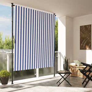 vidaXL Rolgordijn voor buiten 200x270 cm stof en staal blauw en wit