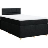 vidaXL Boxspring met matras stof zwart 120x190 cm