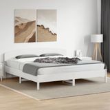 vidaXL Bedframe met hoofdbord massief grenenhout wit 200x200 cm