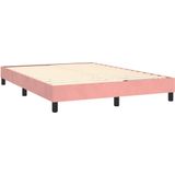 vidaXL Boxspring met matras fluweel roze 140x200 cm