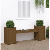 vidaXL Bankje met plantenbakken 180x36x63 cm grenenhout honingbruin