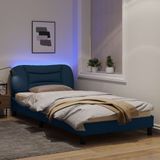 vidaXL Bedframe met LED-verlichting stof blauw 100x200 cm