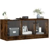 vidaXL Tv-meubel met glazen deuren 102x37x42 cm gerookt eikenkleurig