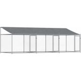 vidaXL Hondenhok met dak en deuren 6x2x2 m gegalvaniseerd staal grijs