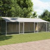 vidaXL Hondenhok met dak en deuren 6x2x2 m gegalvaniseerd staal grijs