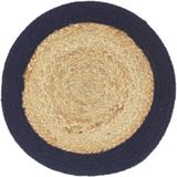 vidaXL Placemats 4 st 38 cm jute en katoen natuurlijk en marineblauw