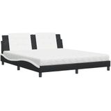 vidaXL Bed met matras kunstleer zwart en wit 180x200 cm