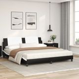 vidaXL Bed met matras kunstleer zwart en wit 180x200 cm