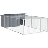 vidaXL Hondenhok met ren 197x396x110 cm gegalvaniseerd staal antraciet