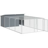 vidaXL Hondenhok met ren 197x396x110 cm gegalvaniseerd staal antraciet