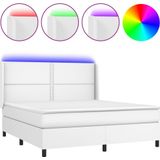 vidaXL-Boxspring-met-matras-en-LED-kunstleer-wit-160x200-cm