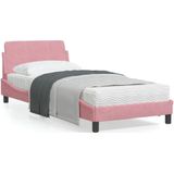 vidaXL Bedframe met hoofdeinde fluweel roze 90x200 cm