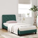 vidaXL Bed met matras fluweel donkergroen 90x190 cm