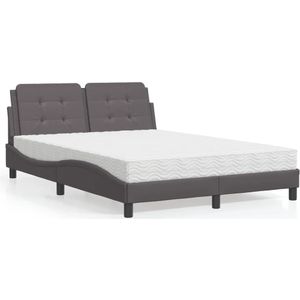 vidaXL - Bed - met - matras - kunstleer - grijsx200 - cm