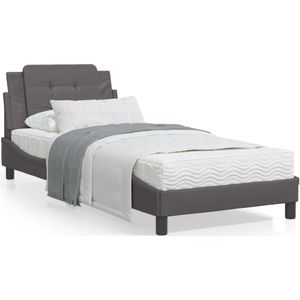 vidaXL Bed met matras kunstleer grijs 80x200 cm