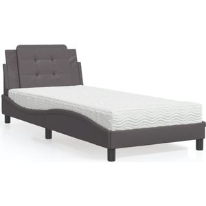 vidaXL Bed met matras kunstleer grijs 80x200 cm