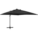 vidaXL Zweefparasol met paal en LED-verlichting 300 cm zwart