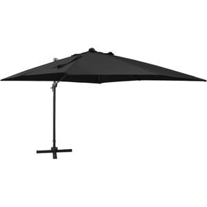 vidaXL Zweefparasol met paal en LED-verlichting 300 cm zwart