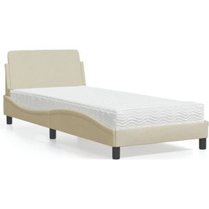 vidaXL Bed met matras stof crèmekleurig 80x200 cm