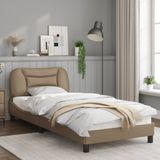 vidaXL Bedframe met hoofdbord kunstleer cappucinnokleurig 80x200 cm