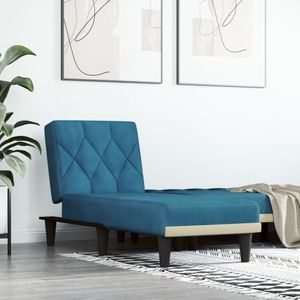 vidaXL Chaise longue fluweel blauw