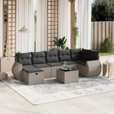 vidaXL - 8-delige - Loungeset - met - kussens - poly - rattan - grijs