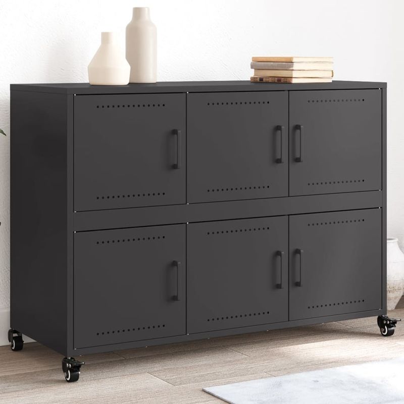vidaXL Dressoir 100,5x39x72 cm staal zwart
