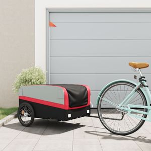 vidaXL Fietstrailer 45 kg ijzer zwart en rood