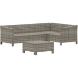 vidaXL 5-delige Loungeset met kussens poly rattan grijs