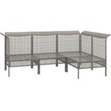 VidaXL 4-Delige Loungeset met Kussens - Poly Rattan Grijs