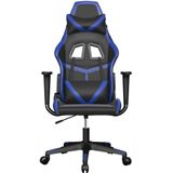 vidaXL Massage gamestoel kunstleer zwart en blauw