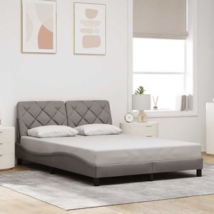 vidaXL Bedframe zonder matras stof taupe 140x200 cm